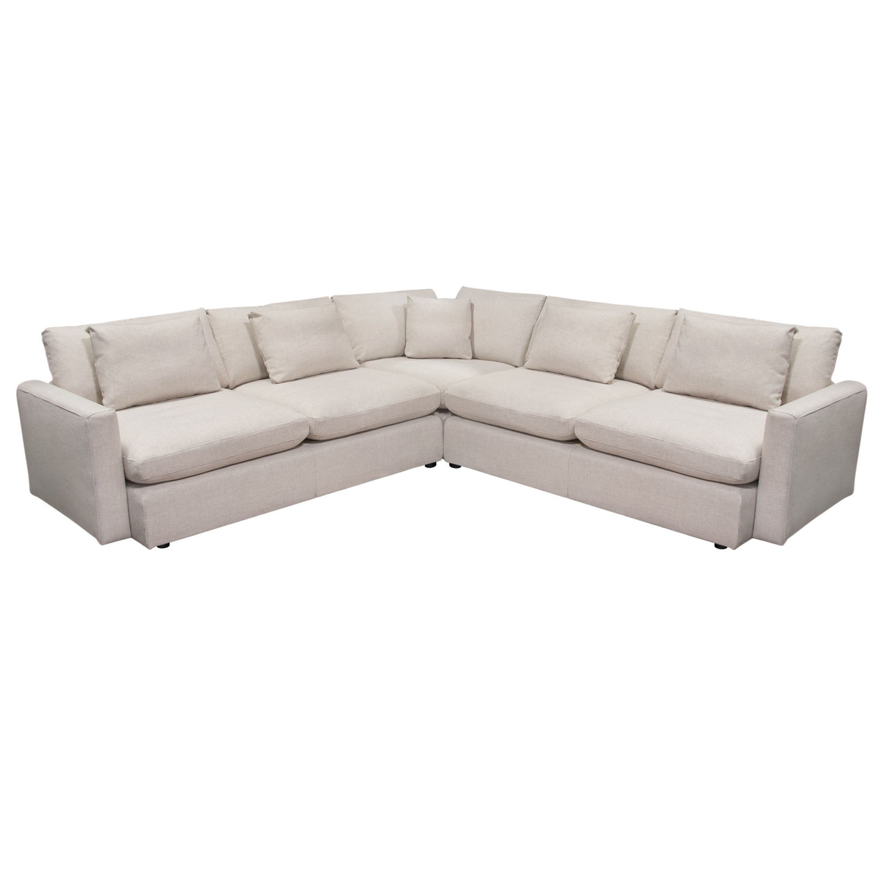 Eden 3 Piece Fabric Modular Corner Sectional, Cream