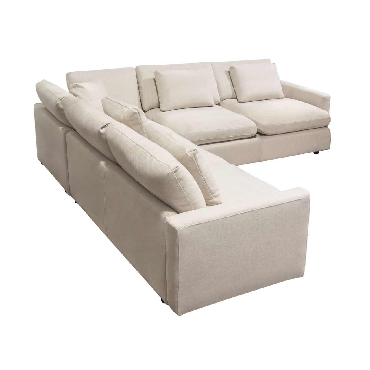Eden 3 Piece Fabric Modular Corner Sectional, Cream
