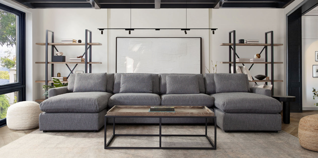 Eden 3 Piece Fabric Modular U-Shaped Sectional, Gray