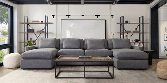 Eden 3 Piece Fabric Modular U-Shaped Sectional, Gray