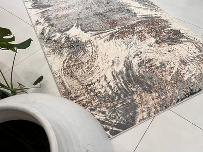 Biv Whiskers Indoor | Outdoor Area Rug, Gray & Silver