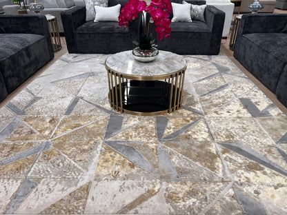 Maximus Origami Indoor | Outdoor Area Rug, Gold & Platinum