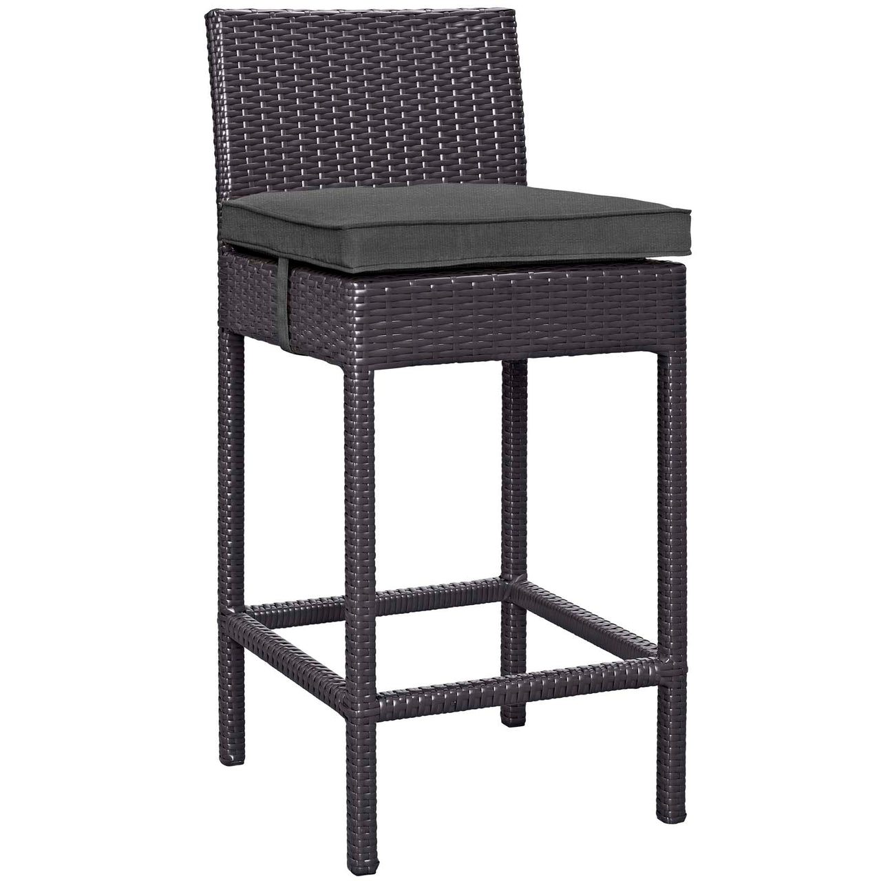 Convene Outdoor Patio Fabric Bar Stool, Espresso & Charcoal