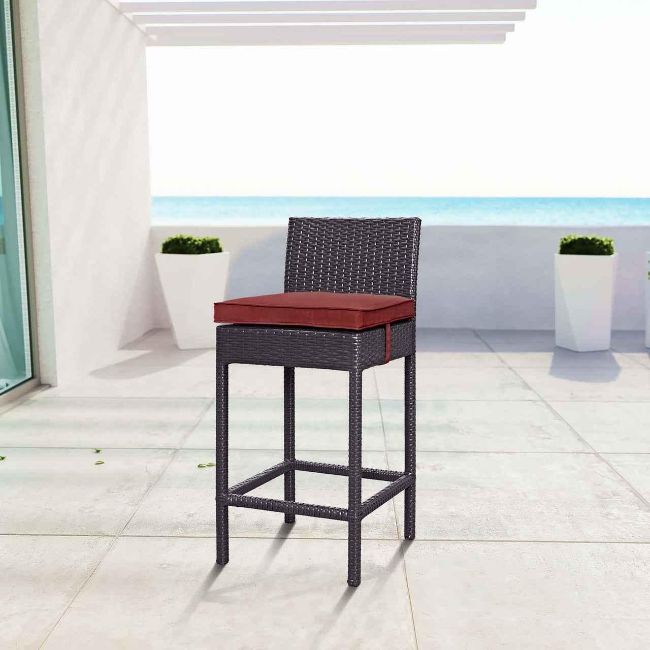 Conversation Alfresco Fabric Bar Stool, Espresso & Currant