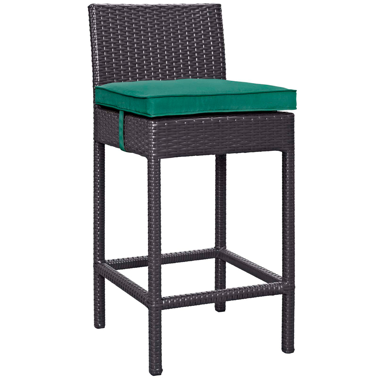 Convene Outdoor Patio Fabric Bar Stool, Espresso & Green