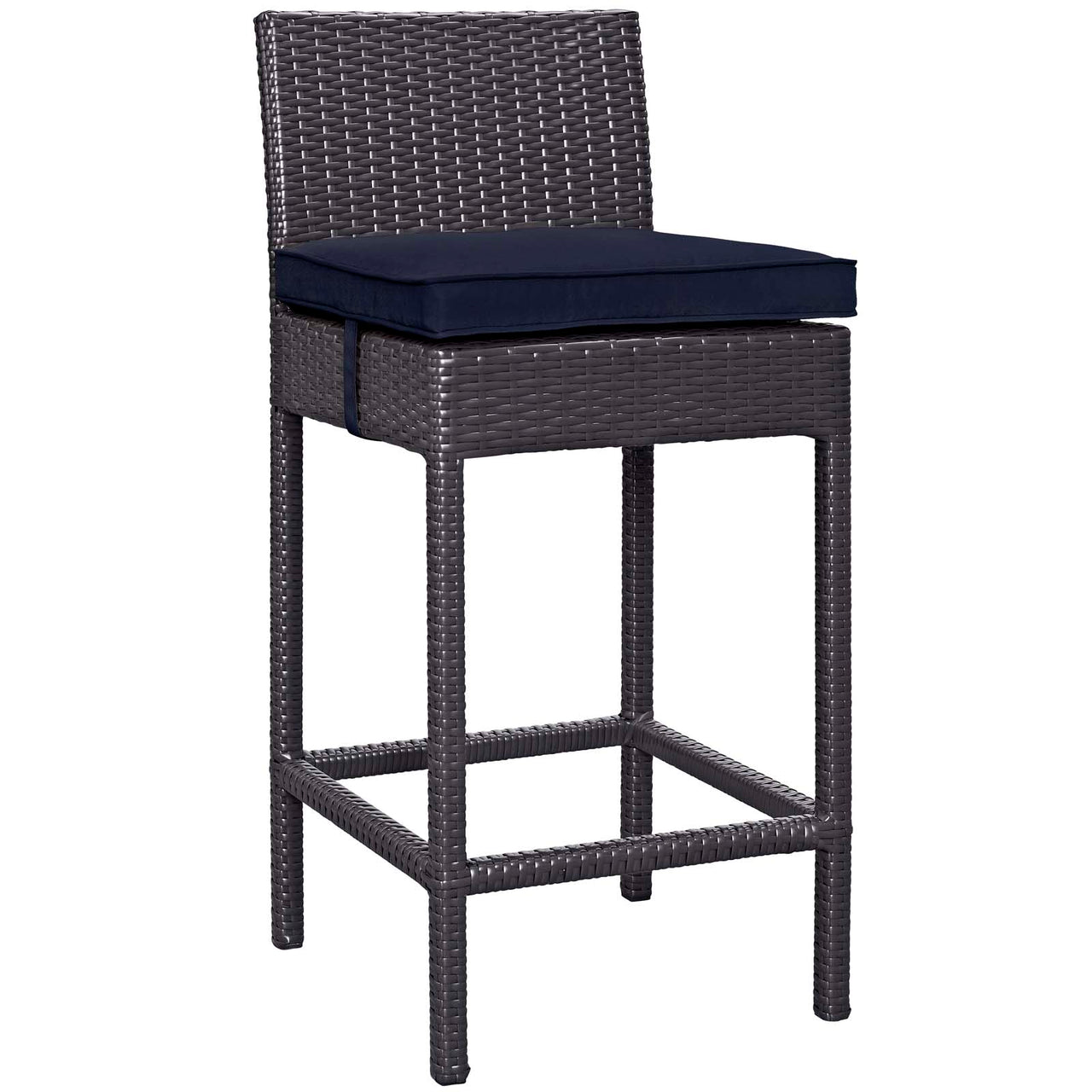Convene Outdoor Patio Fabric Bar Stool, Espresso & Navy