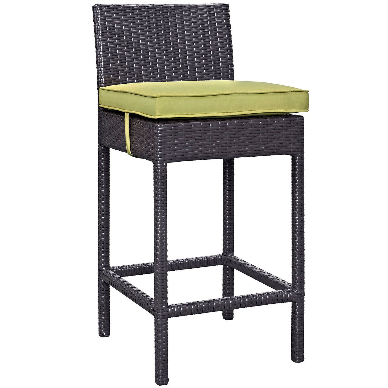 Convene Outdoor Patio Fabric Bar Stool, Espresso & Peridot