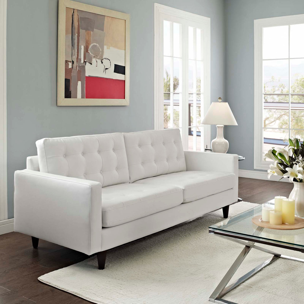 Dynasty Bonded Leather Sofa, White