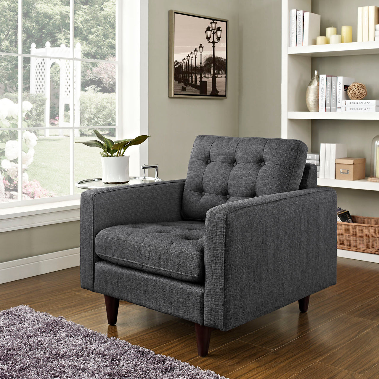 Dynasty Textured Fabric Armchair, Gray