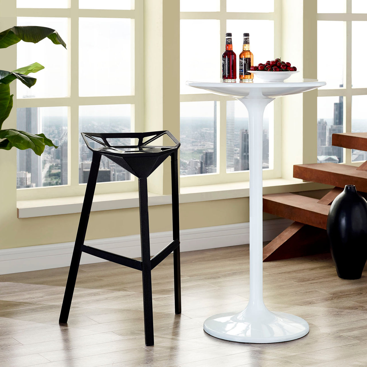 Launch Stacking Backless Bar Stool, Black