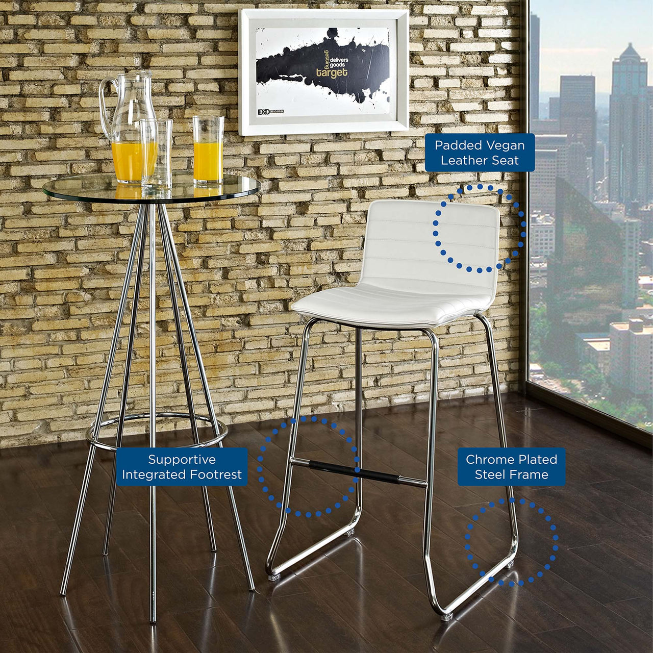 Current Bar Stool, White