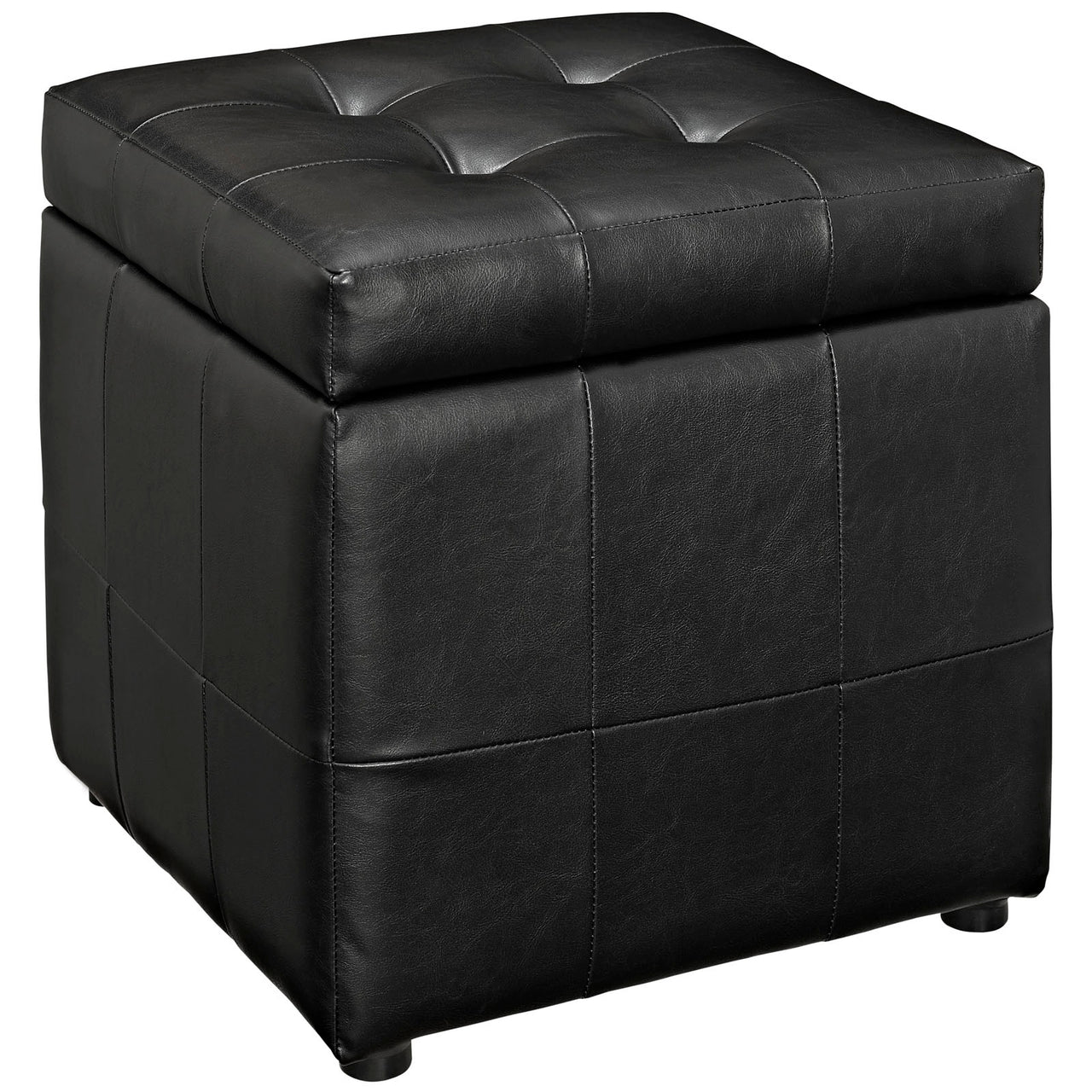 Havenstone Storage Eco-Leather Ottoman, Black
