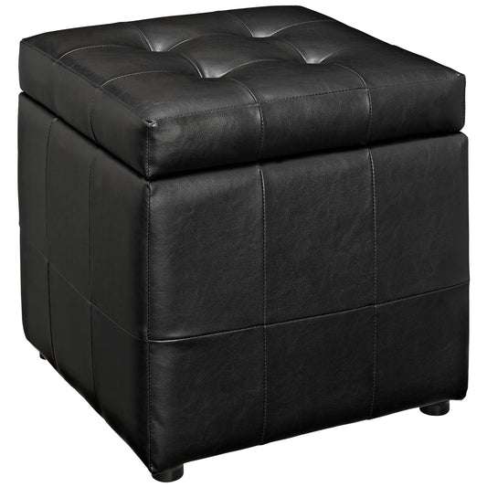 Havenstone Storage Eco-Leather Ottoman, Black