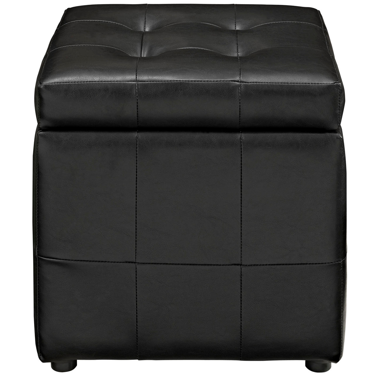 Havenstone Storage Eco-Leather Ottoman, Black