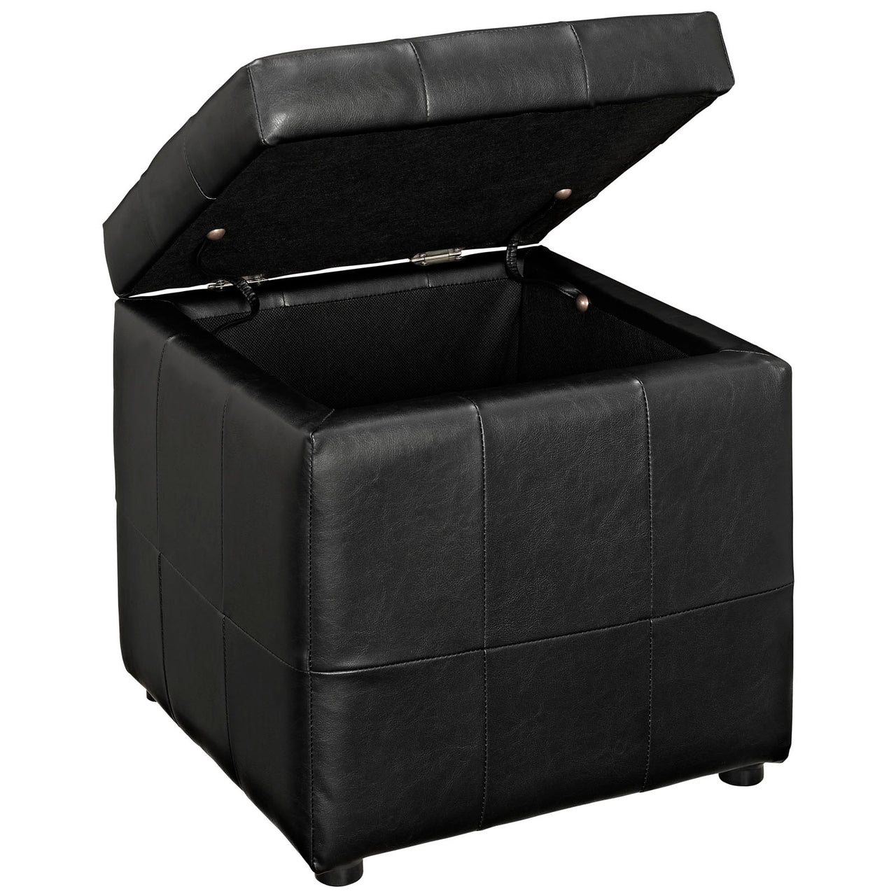 Havenstone Storage Eco-Leather Ottoman, Black