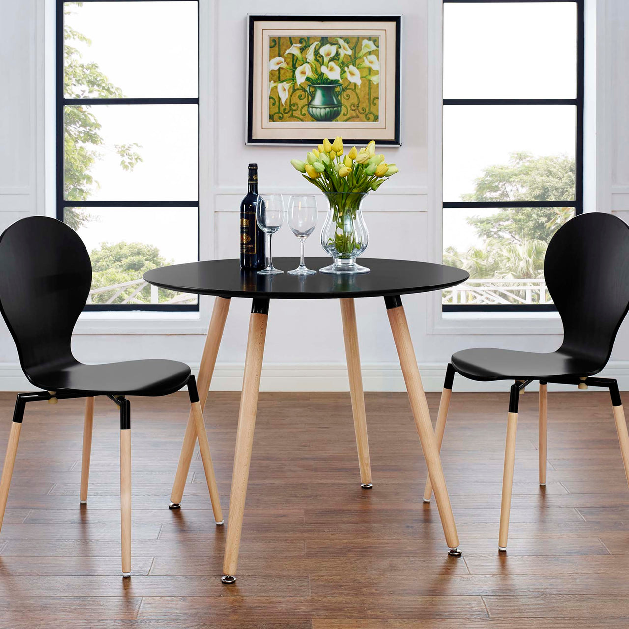 Nascence Round Dining Table, Black