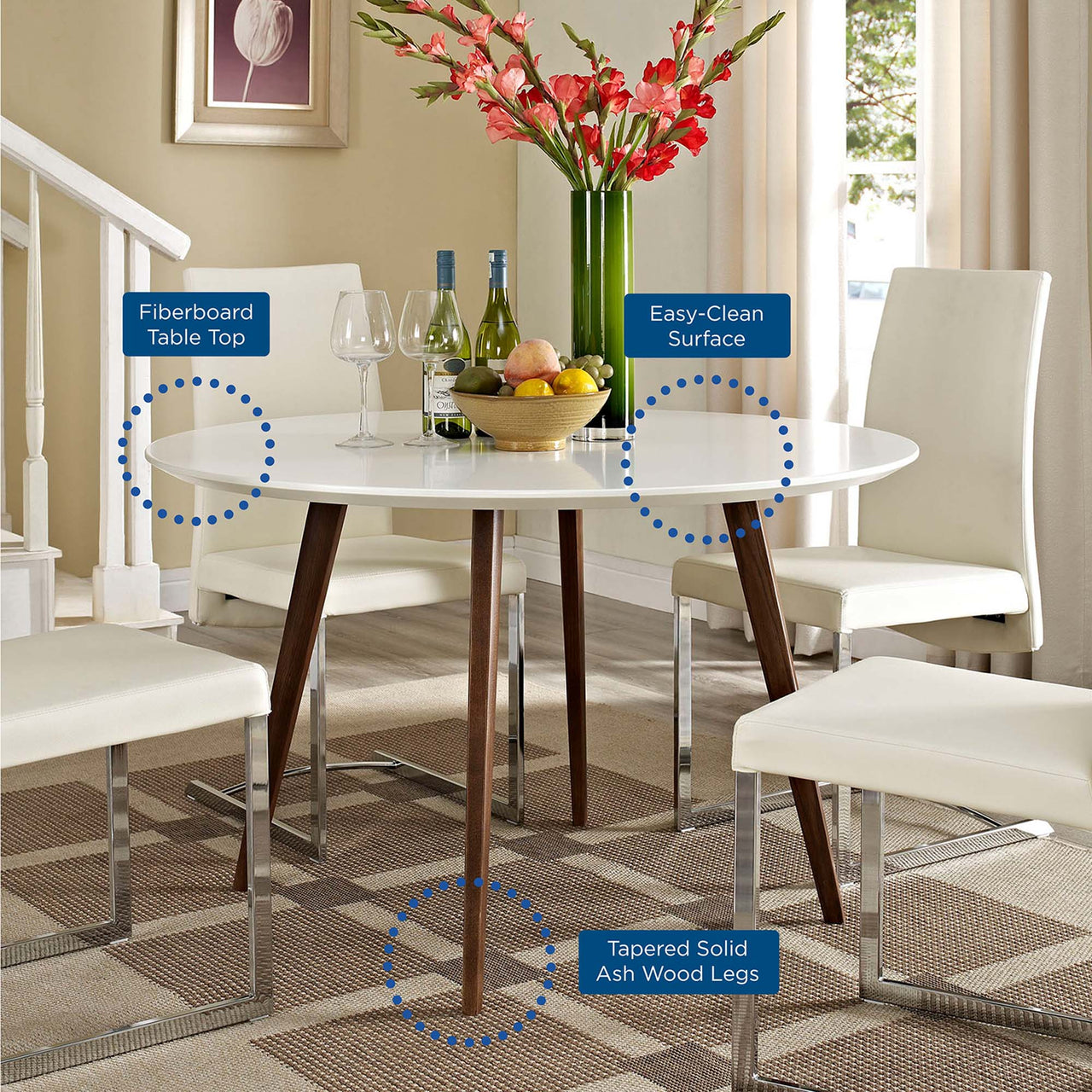 Culinaire Round Dining Table, White