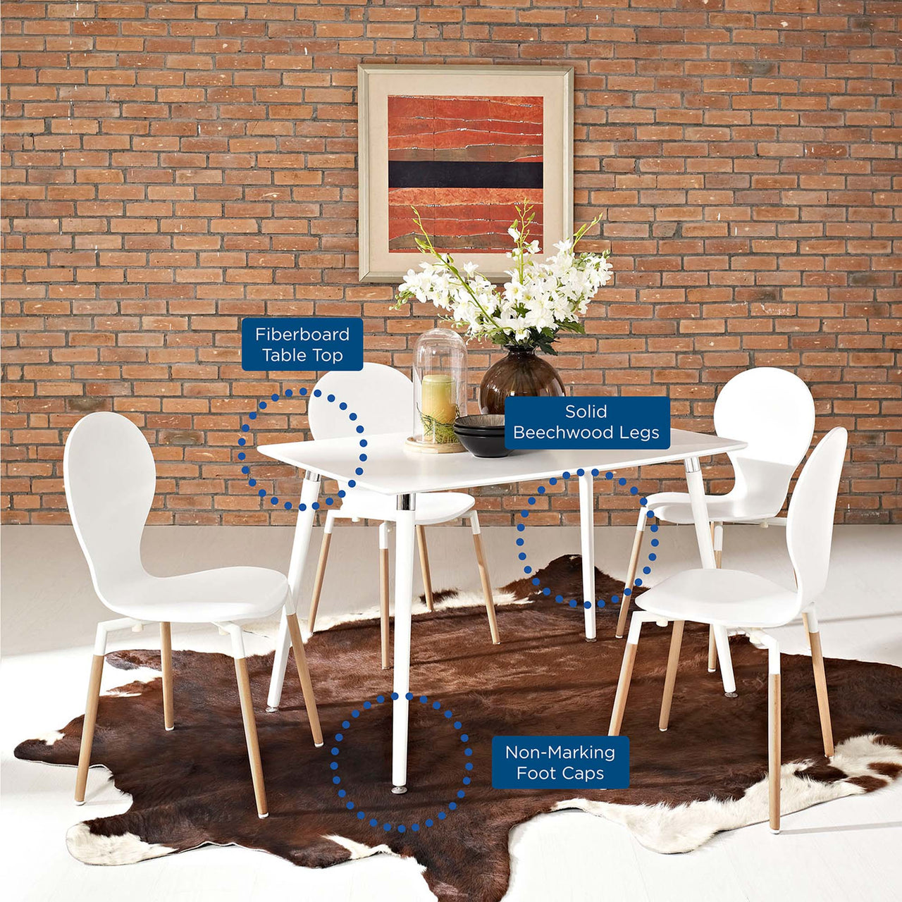 Catalyst Rectangle Wood Dining Table, White