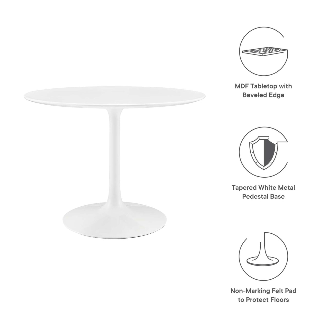 Ensemble Round Dining Table, Medium, White