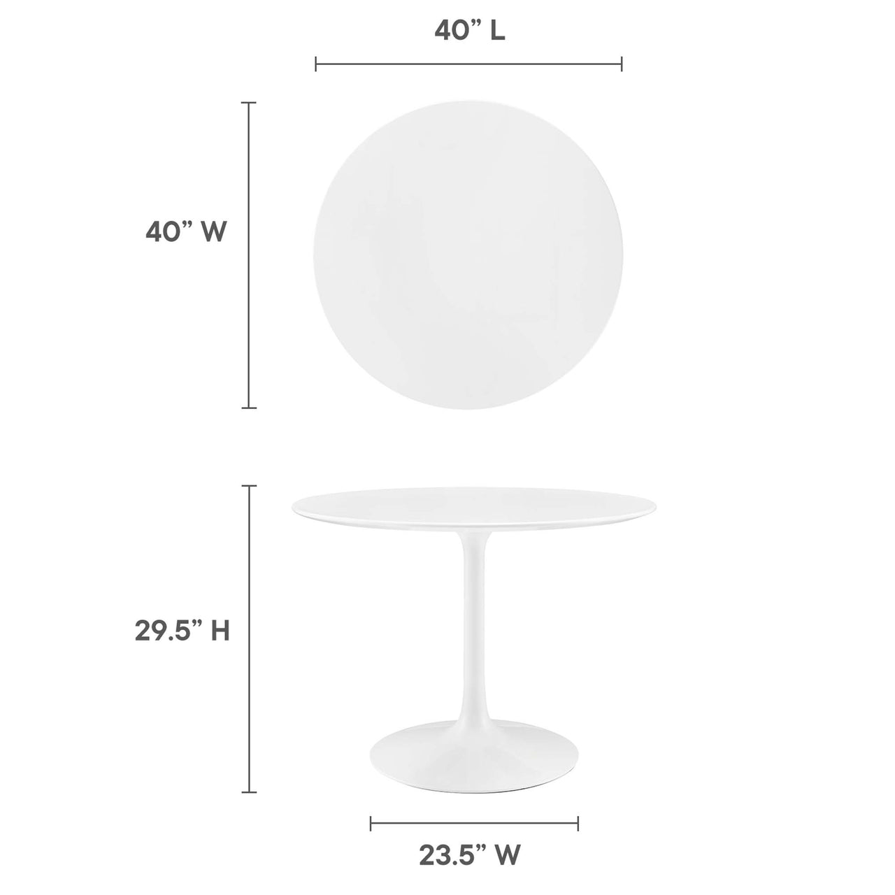 Ensemble Round Dining Table, Medium, White