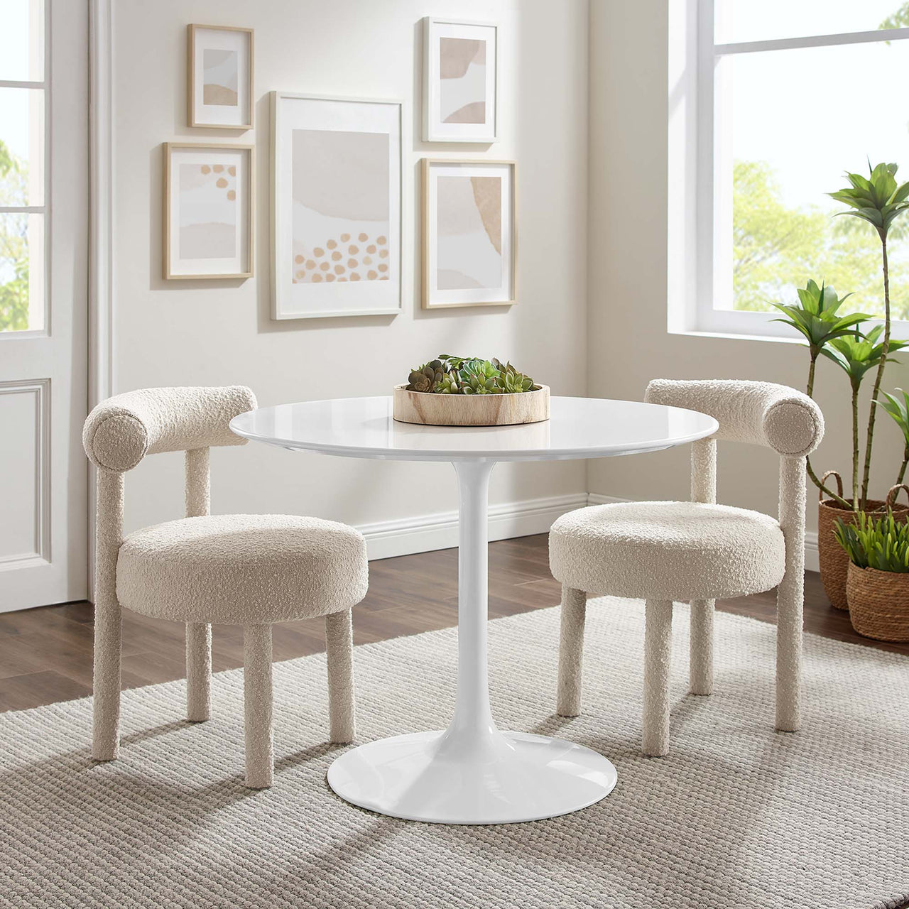 Ensemble Round Dining Table, Medium, White