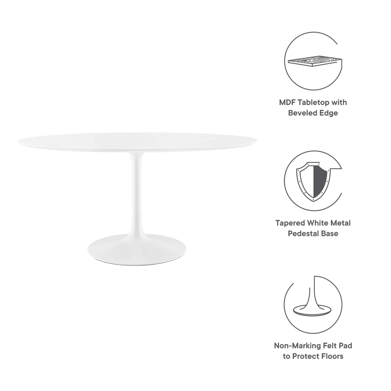 Ensemble Oval Dining Table, Large, White