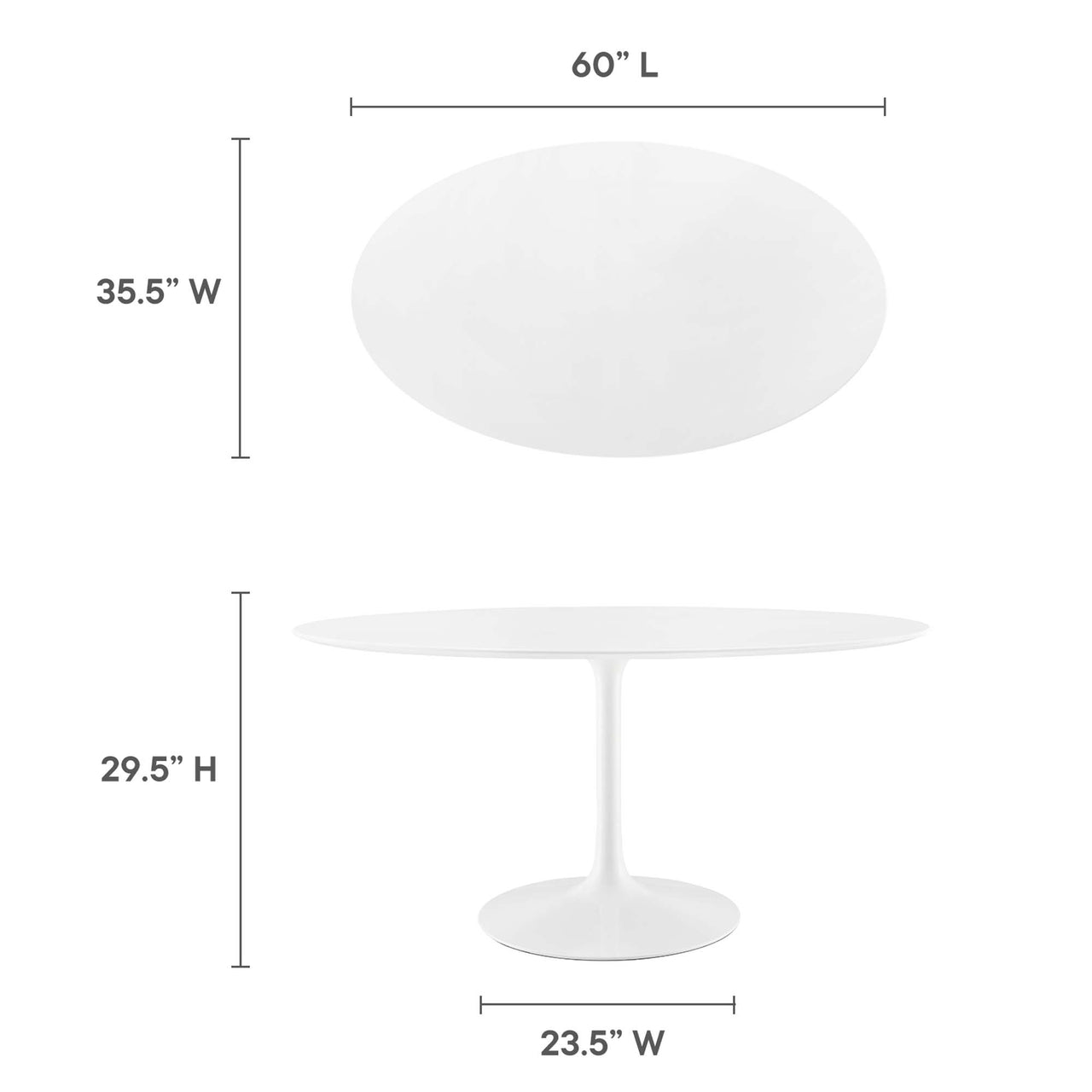 Ensemble Oval Dining Table, Large, White