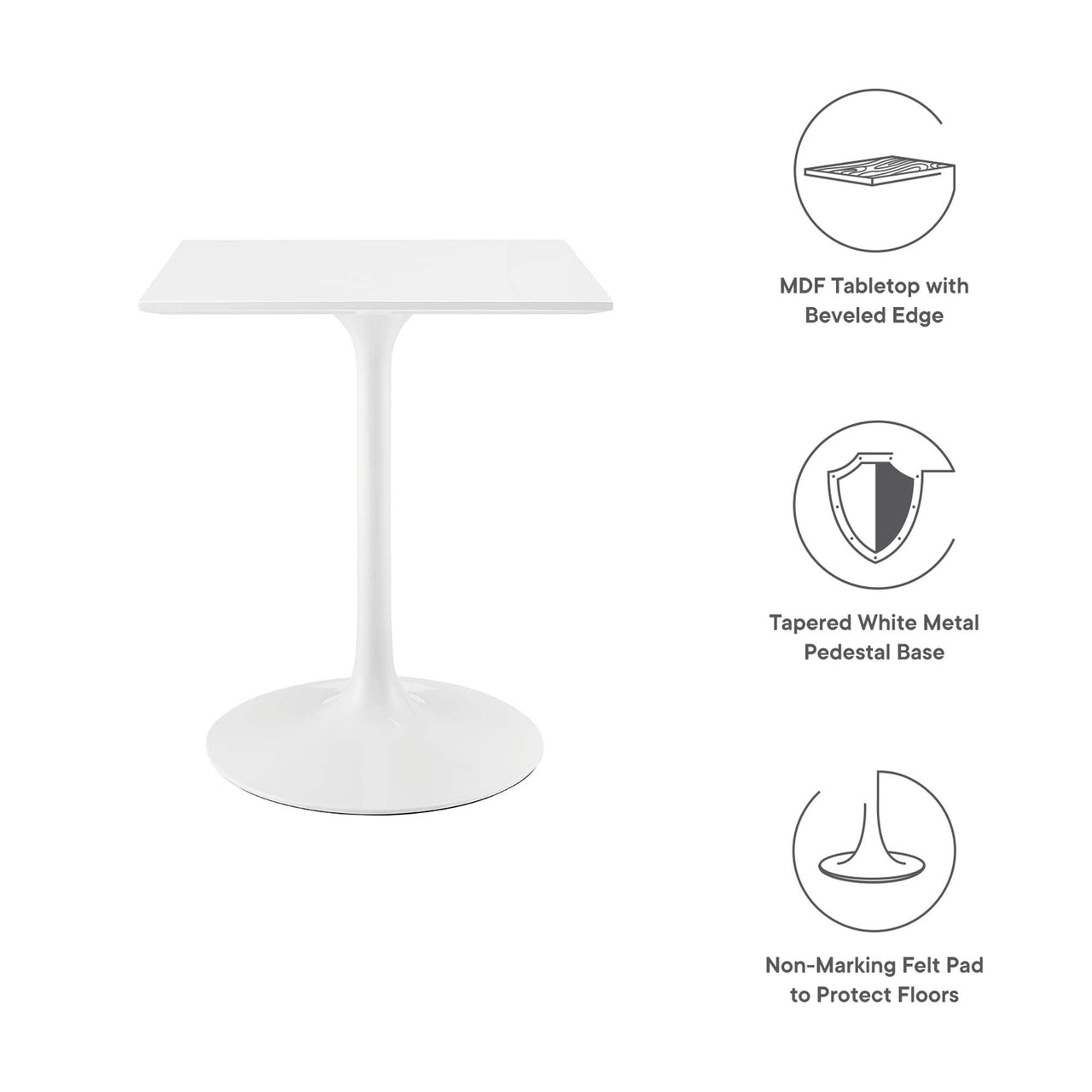 Ensemble Square Dining Table, Extra Small, White