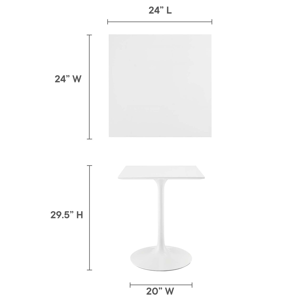 Ensemble Square Dining Table, Extra Small, White