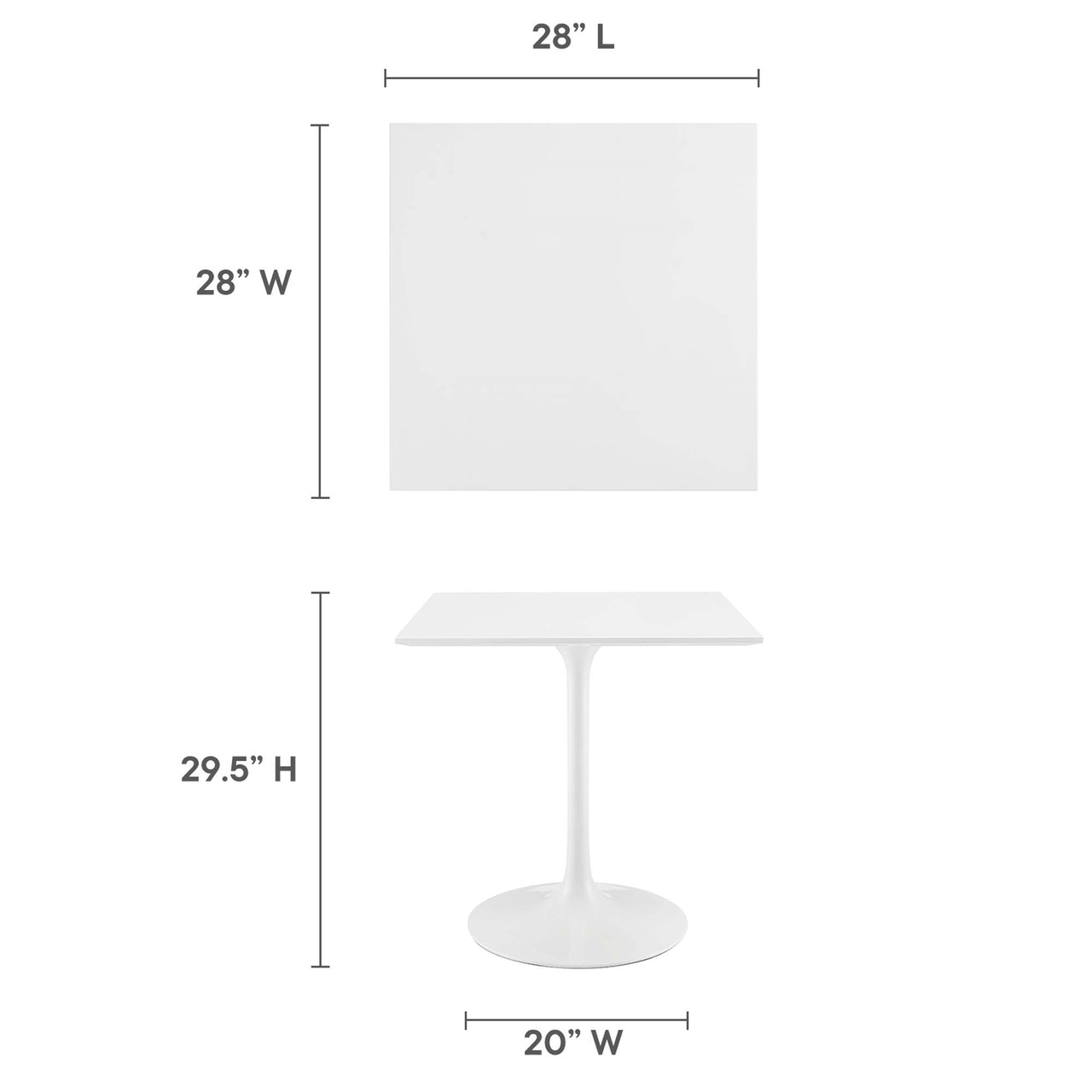 Ensemble Square Dining Table, Small, White
