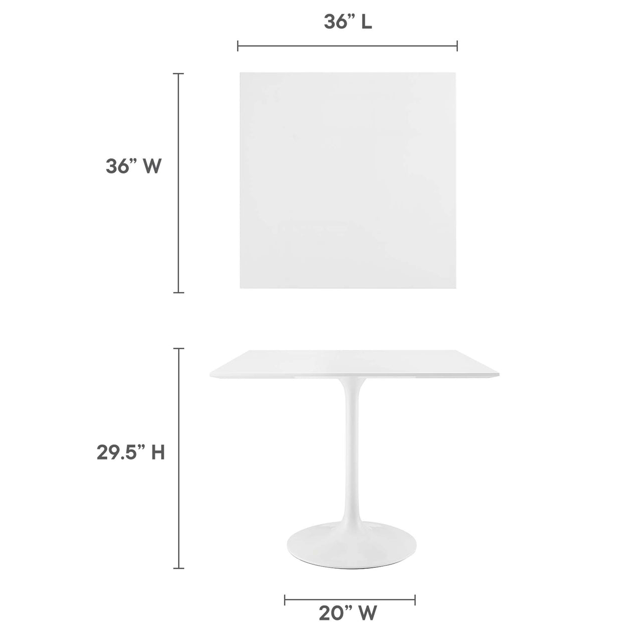 Ensemble Square Dining Table, Medium, White