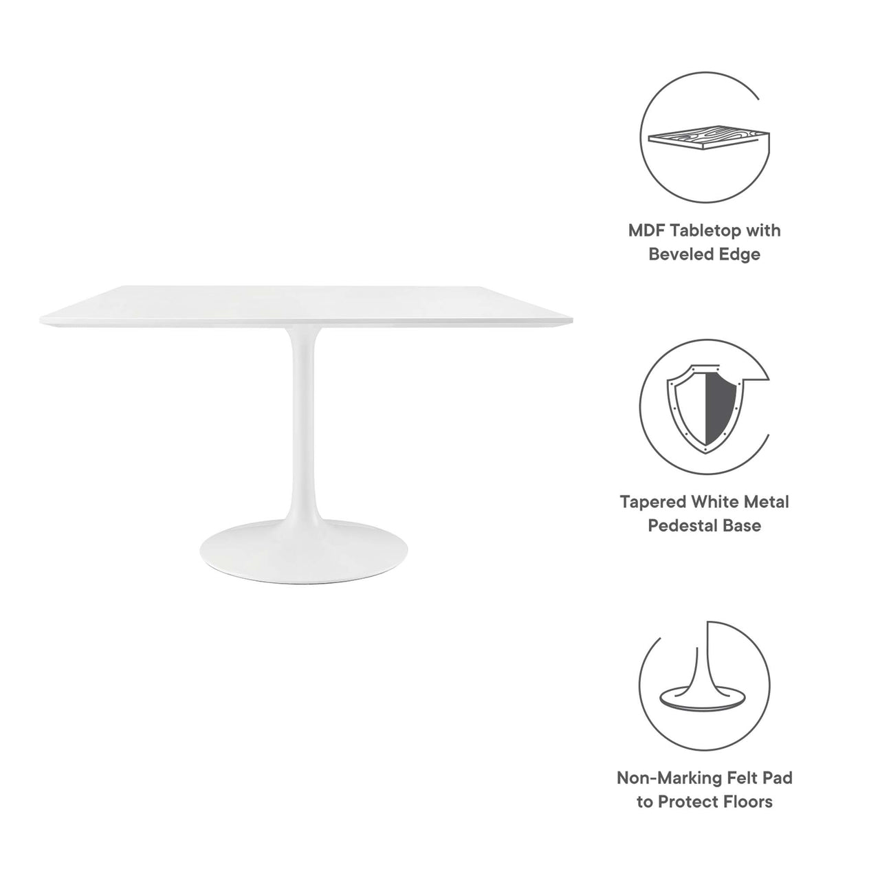 Ensemble Square Dining Table, Extra Large, White