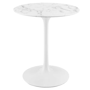 Lippa 28" Round Faux Marble Dining Table, White
