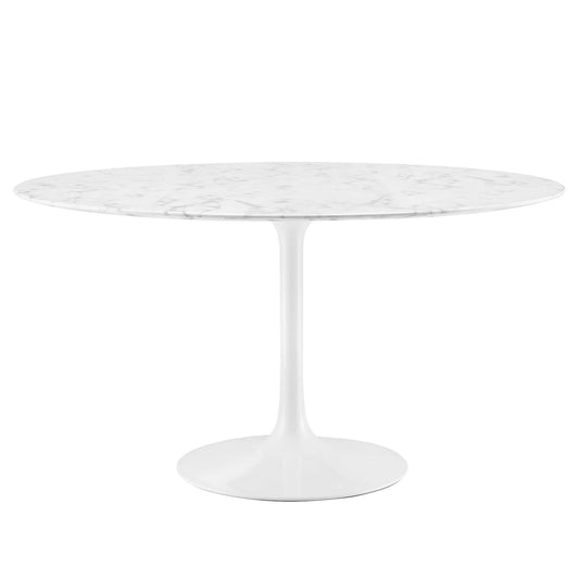 Ensemble Round Faux Marble Dining Table, Extra Large, White