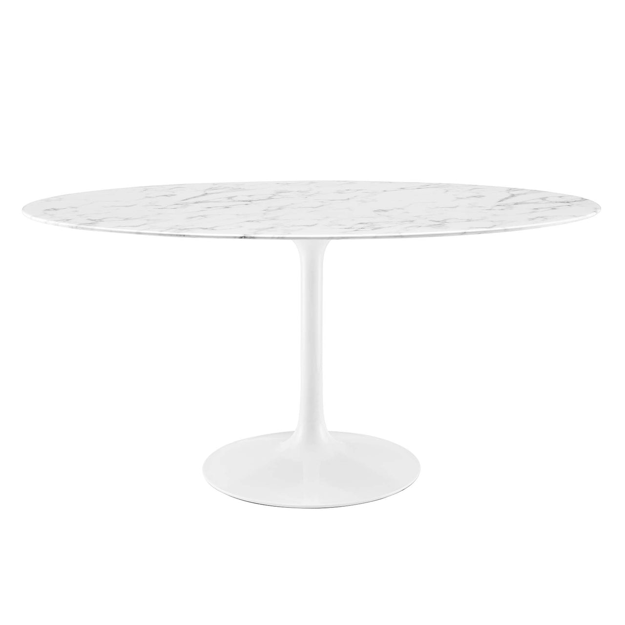 Ensemble Oval Faux Marble Dining Table, Large, White