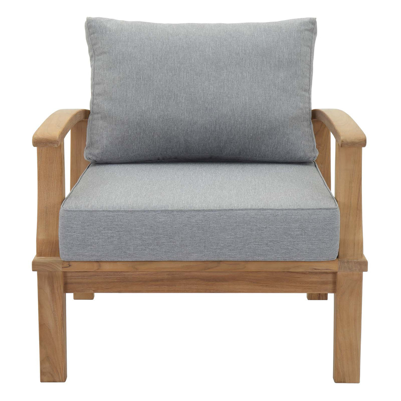 Marina Outdoor Patio Teak Armchair, Natural Wood & Gray
