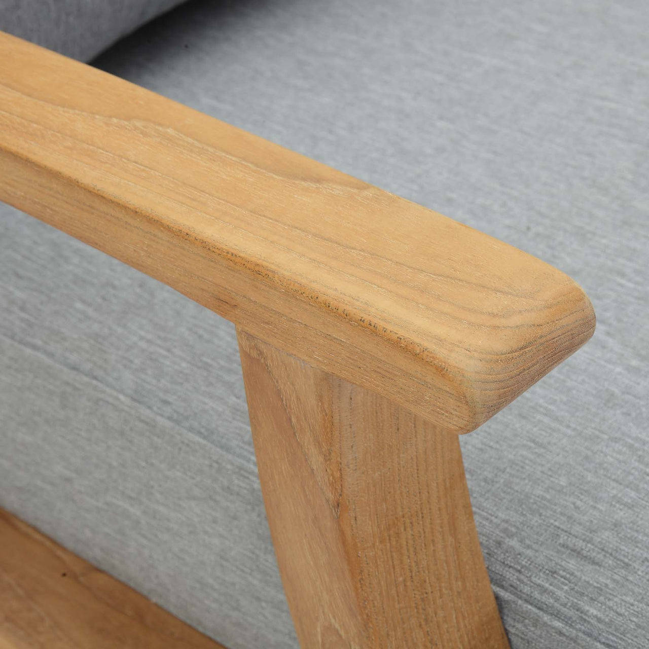 Marina Outdoor Patio Teak Armchair, Natural Wood & Gray