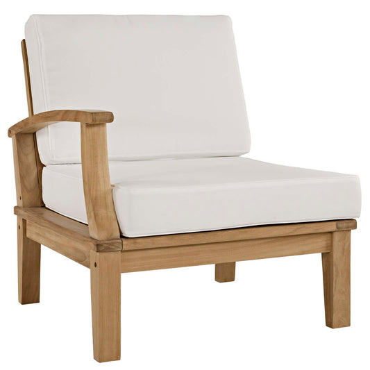 Shorehaven Alfresco Left-Facing Chair | Outdoor Modular Sectional Component, Natural Wood & White