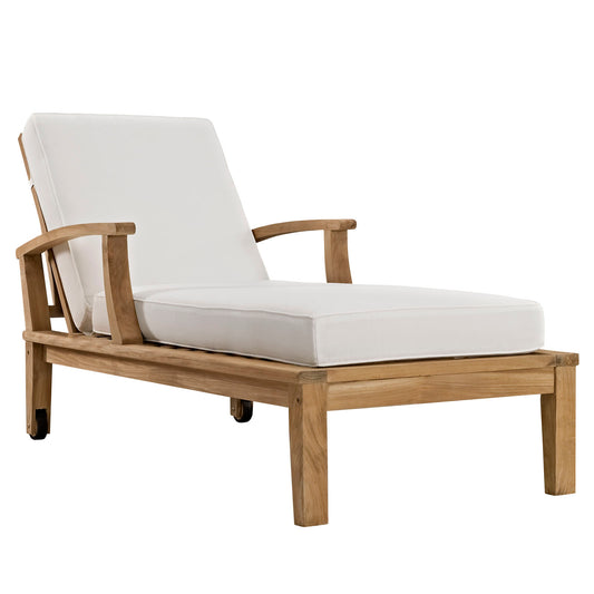 Shorehaven Alfresco Single Chaise, Natural Wood & White