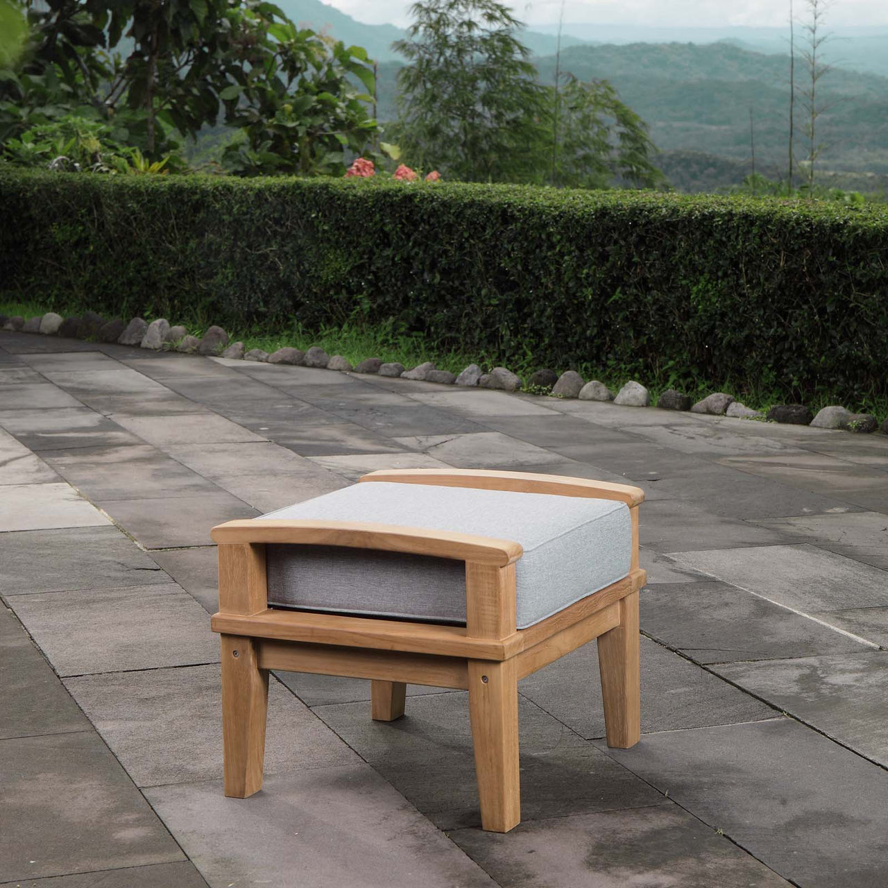 Shorehaven Alfresco Ottoman, Natural Wood & Gray