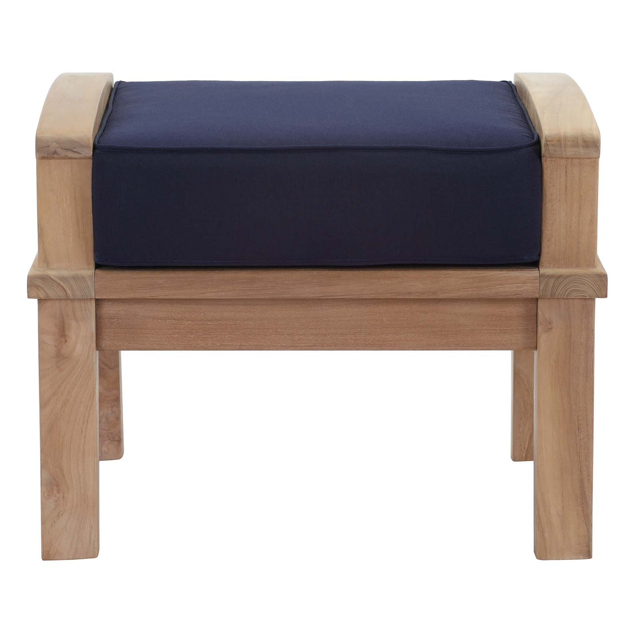 Shorehaven Alfresco Ottoman, Natural Wood & Navy