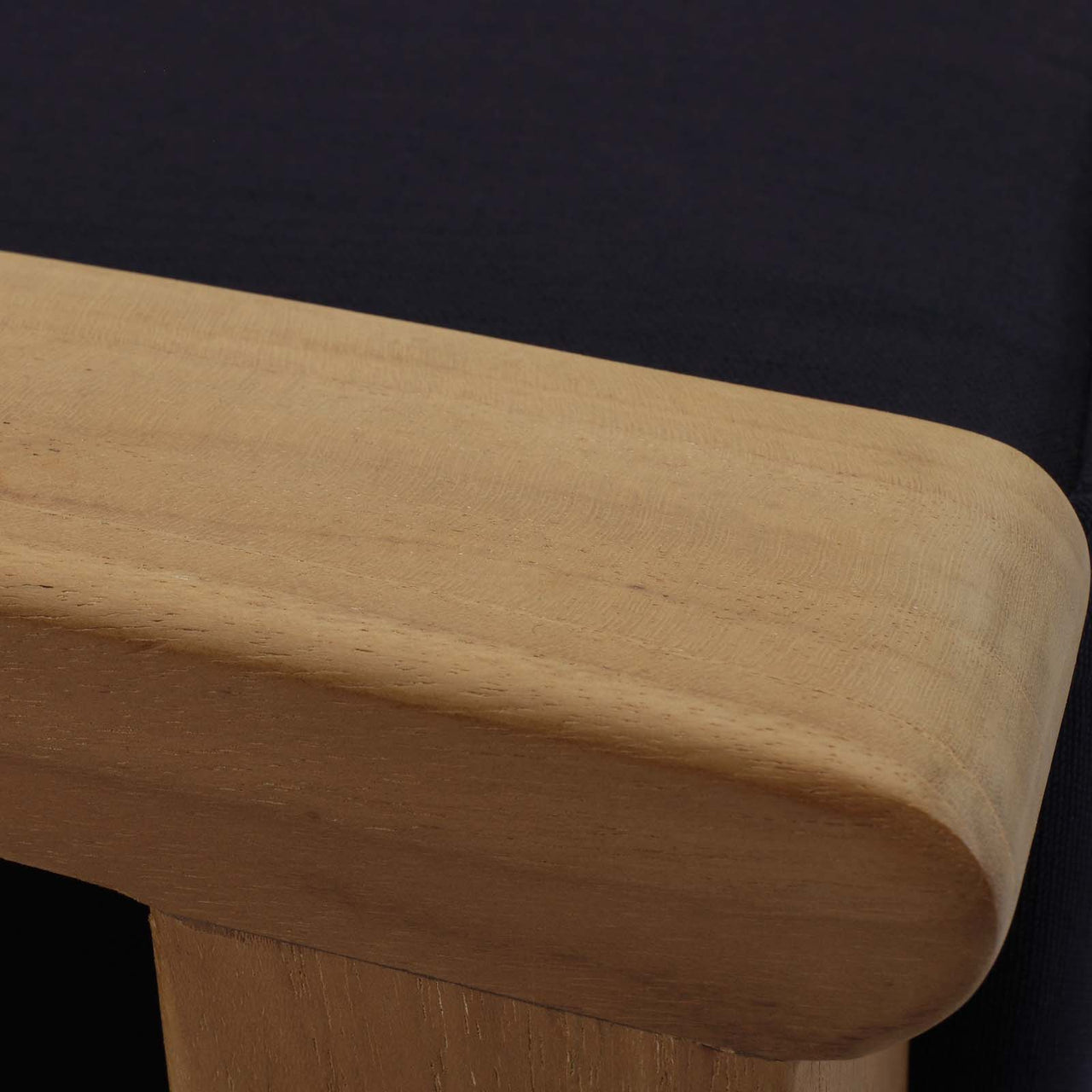 Shorehaven Alfresco Ottoman, Natural Wood & Navy