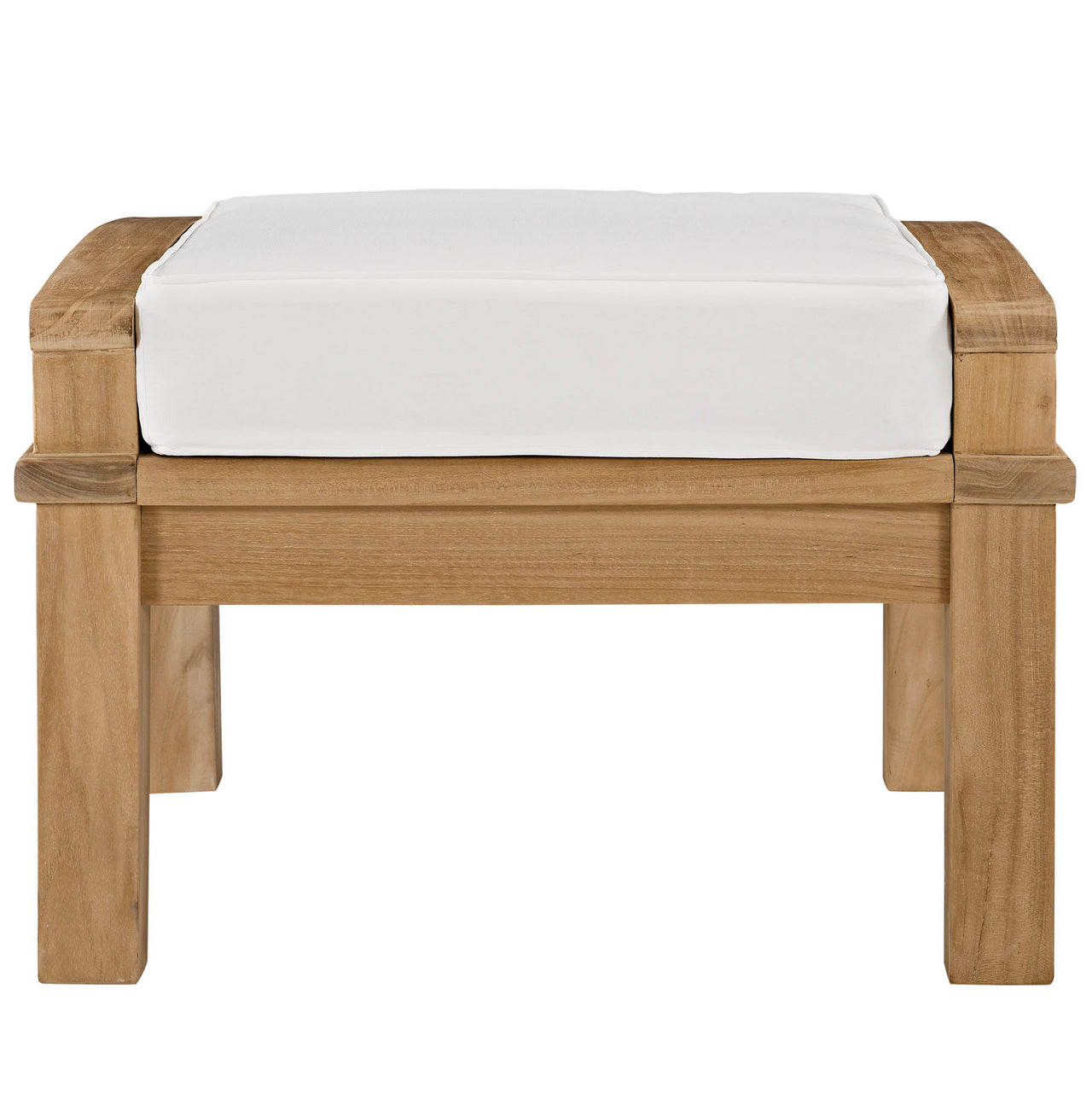 Shorehaven Alfresco Ottoman, Natural Wood & White