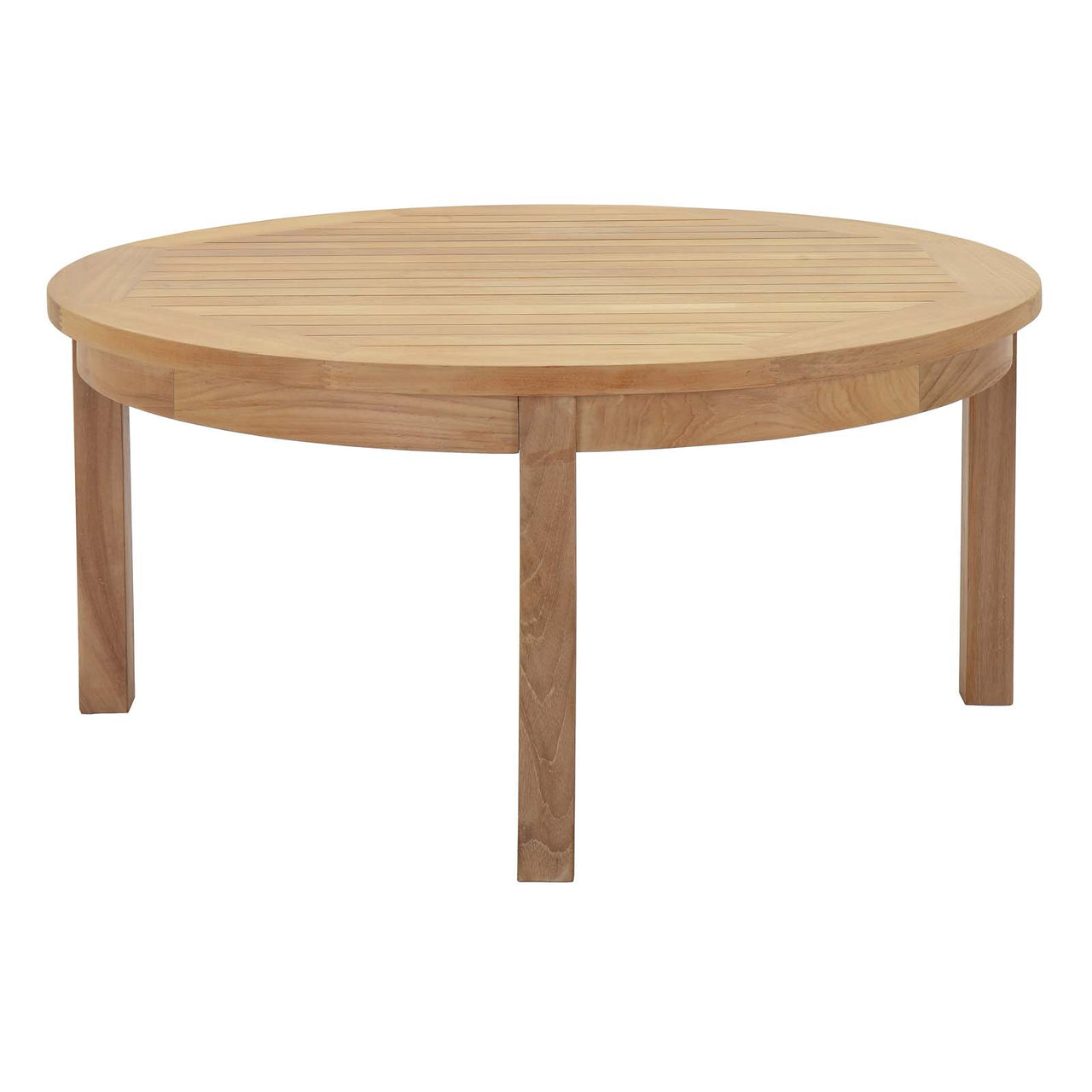 Marina Outdoor Patio Teak Round Coffee Table, Natural Wood
