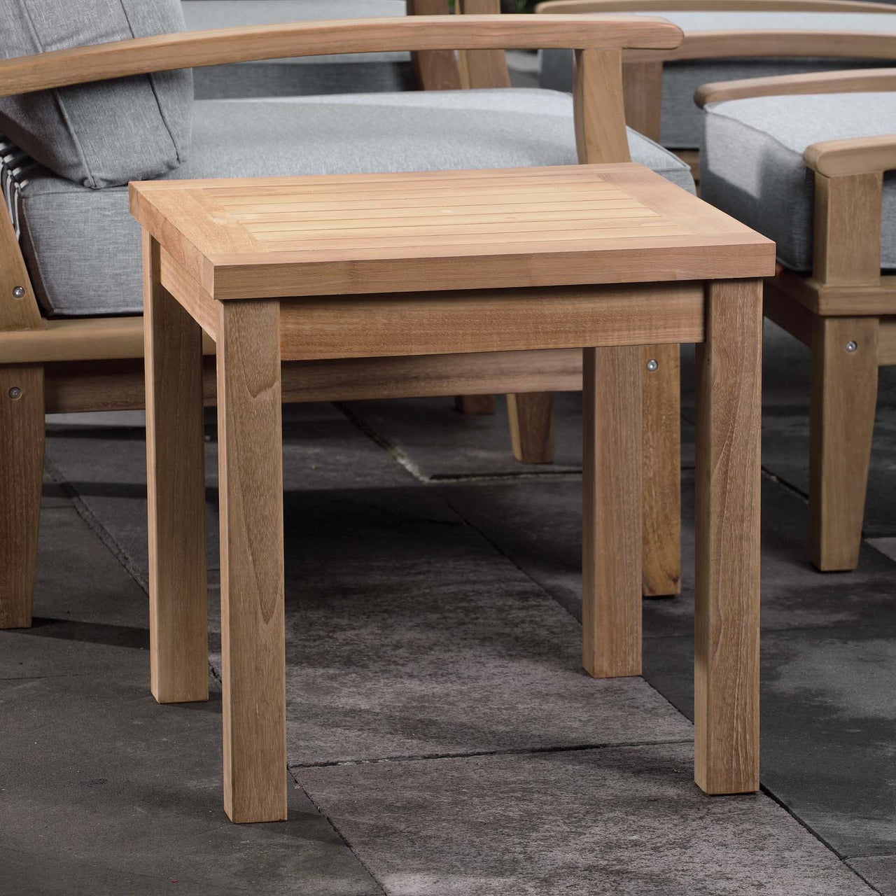 Marina Outdoor Patio Teak Side Table, Natural Wood