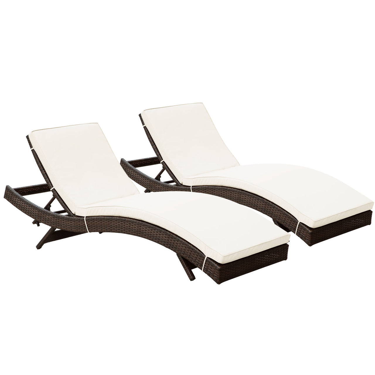 Peer Outdoor Patio Chaise Set of 2, Brown & White