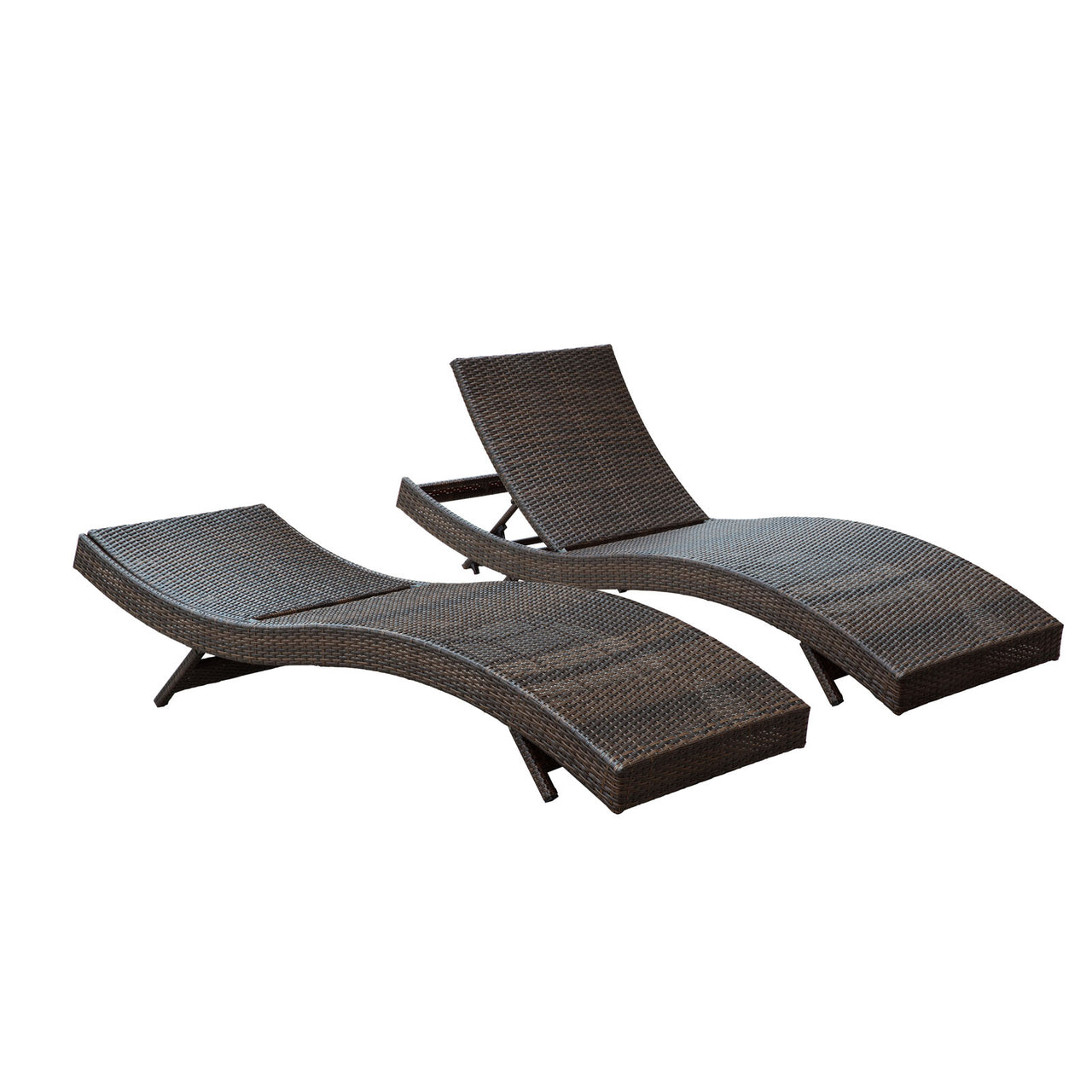 Peer Outdoor Patio Chaise Set of 2, Brown & White