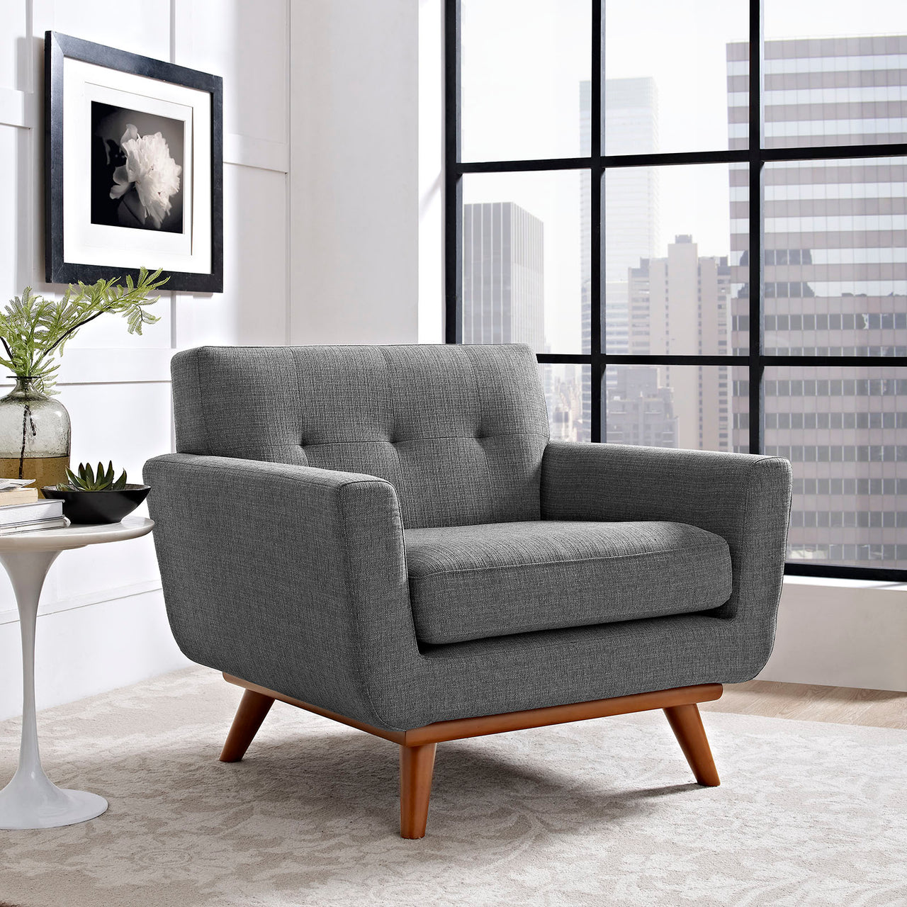 Engage Upholstered Fabric Armchair, Gray