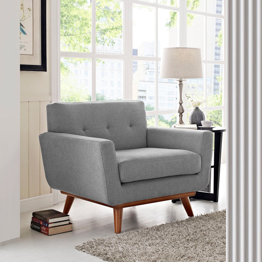 Rendezvous Textured Fabric Armchair, Light Gray