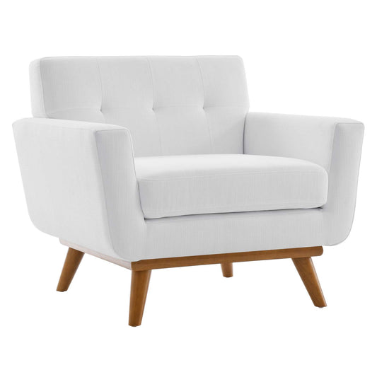 Rendezvous Textured Fabric Armchair, White